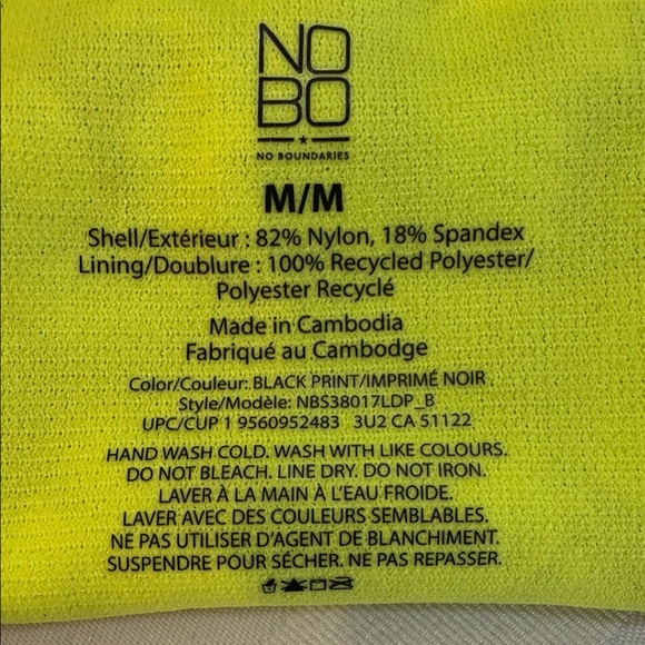 NoBo 2 Piece Bikini, Neon Yellow top, Neon Yellow & Blue Butterfly Bottoms Sz M - Picture 4 of 5